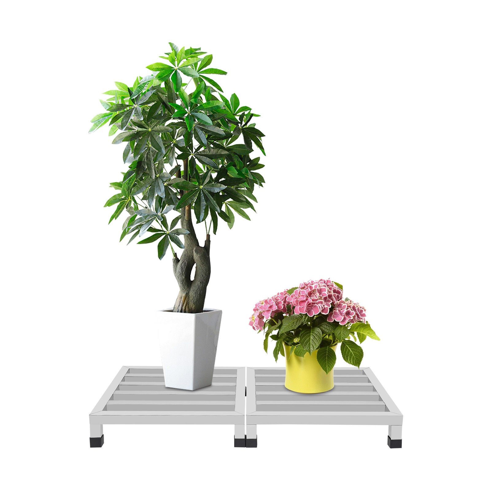 3Pcs Dunnage Stainless Steel Shelves Plants Display Rack Flower Showing Stand