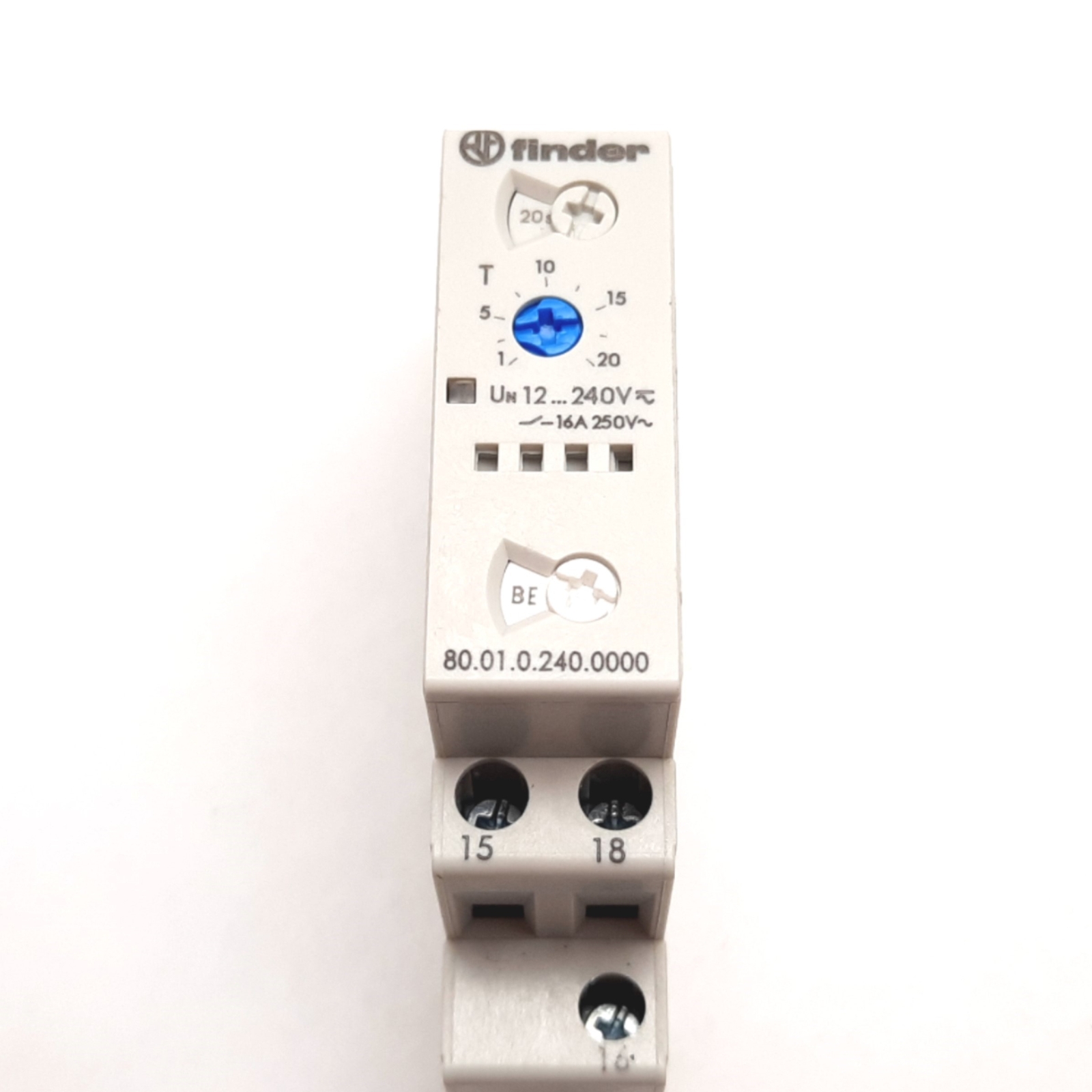 Finder 80.01.0.240.0000 Time Delay Relay, SPDT, 0.1sec to 24hrs, 12-240VAC/DC