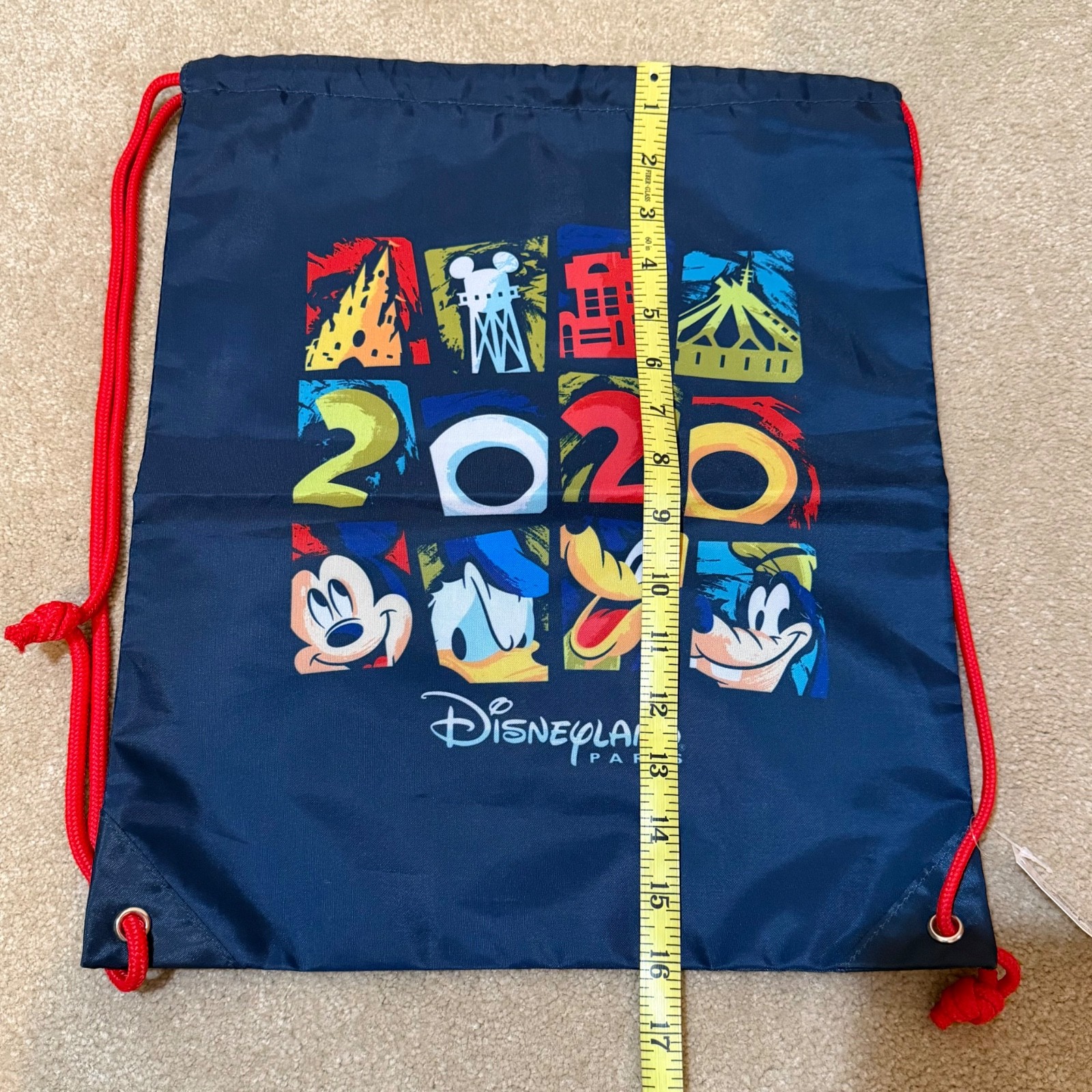 NEW DISNEYLAND PARIS ICONS DRAWSTRING BACKPACK IN NAVY 🎒 🇫🇷 🥐