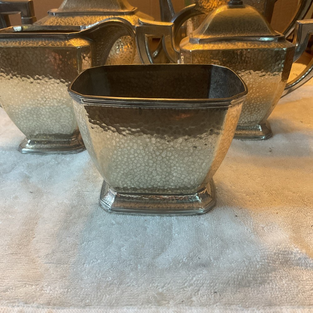 VTG SHEFFIELD 5 Pc SILVER PLATE HAND HAMMERED Coffee Tea Service Set