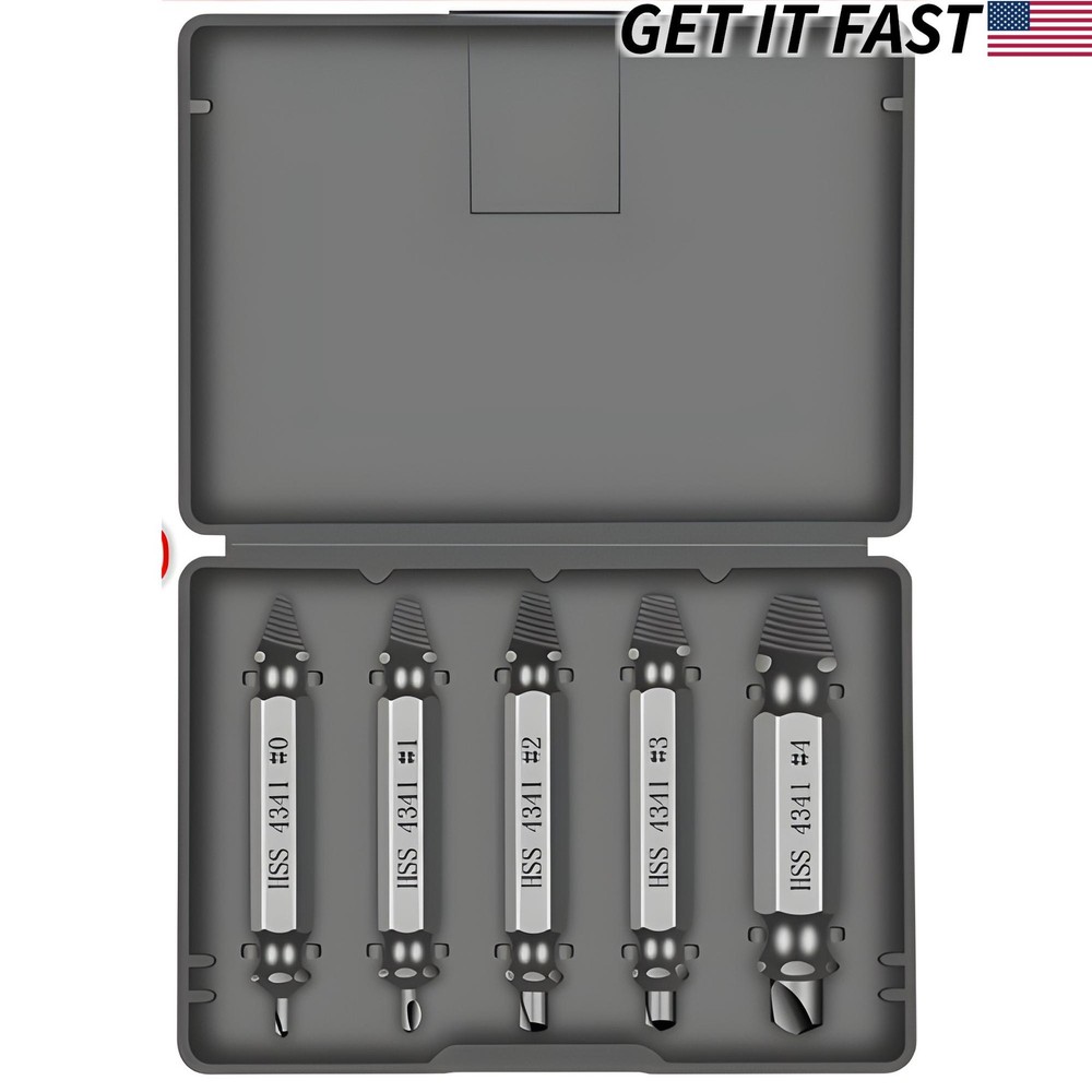5PCS Damaged Screw Extractor Broken Screws Bolt Stripped Remover Tool Kit US