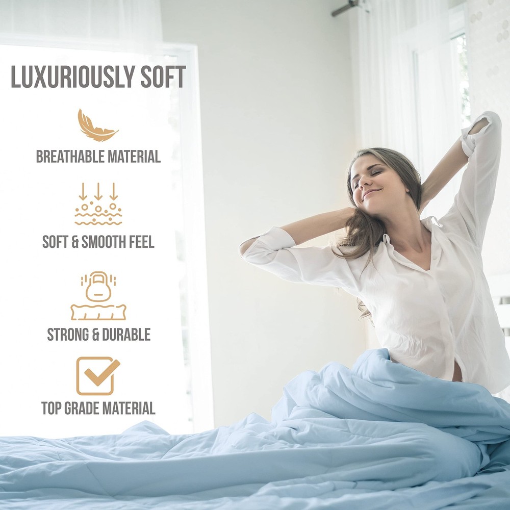 Luxury Cooling Full Size Bed Sheet Set - Soft Microfiber, Light Blue