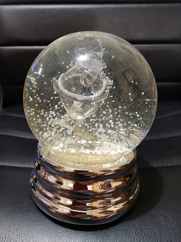 Ice Skating Snowman Water Globe With Silver Base Snowglobe