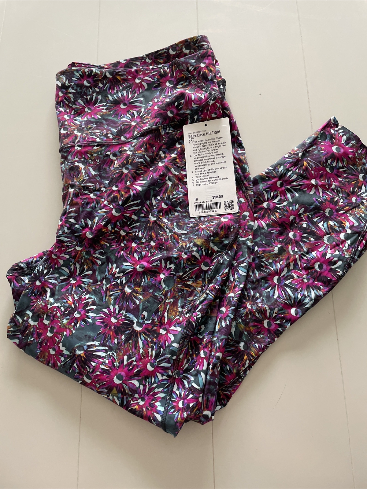NWT LULULEMON Base Pace HR Tight 25", color: FELM, size 18, retail $98