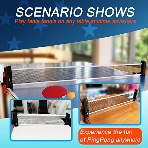Retractable Ping Pong Net for Any Table, Table Tennis Nets and Posts black