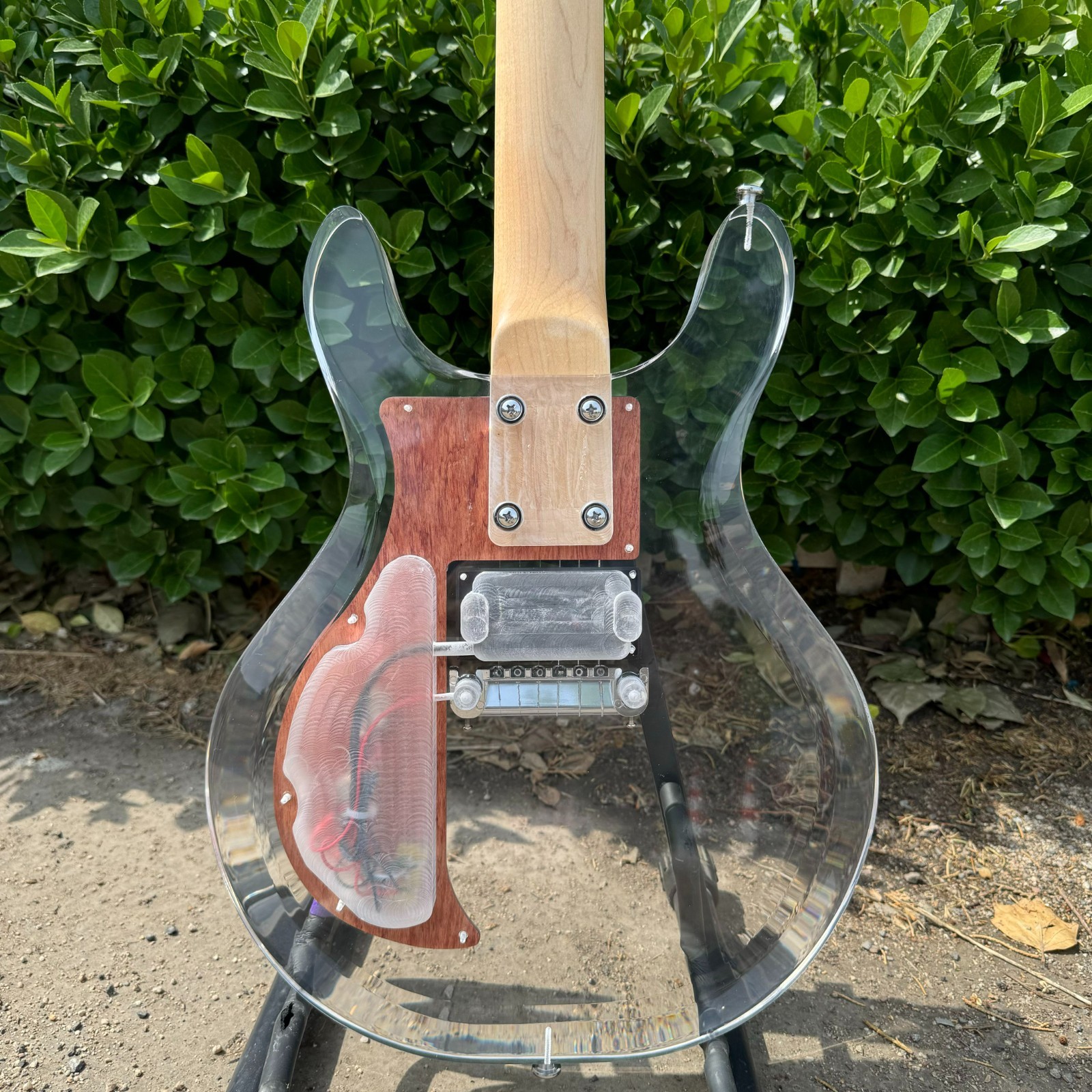Custom Clear Lucite Electric Guitar-Armstrong DAN Rosewood AccentsRosewood Panel