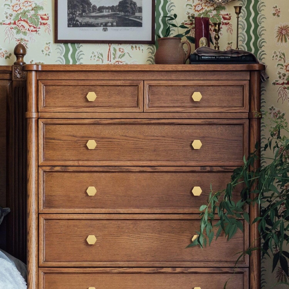 RZDEAL 1-1/10" Solid Brass Knobs Shoe Cabinets Knob and Pulls Hexagon Handles...