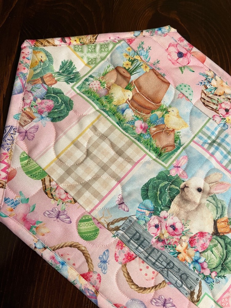 Handcrafted-Quilted Table Runner -Easter Eggs, Baskets, Bunnies & Butterflies