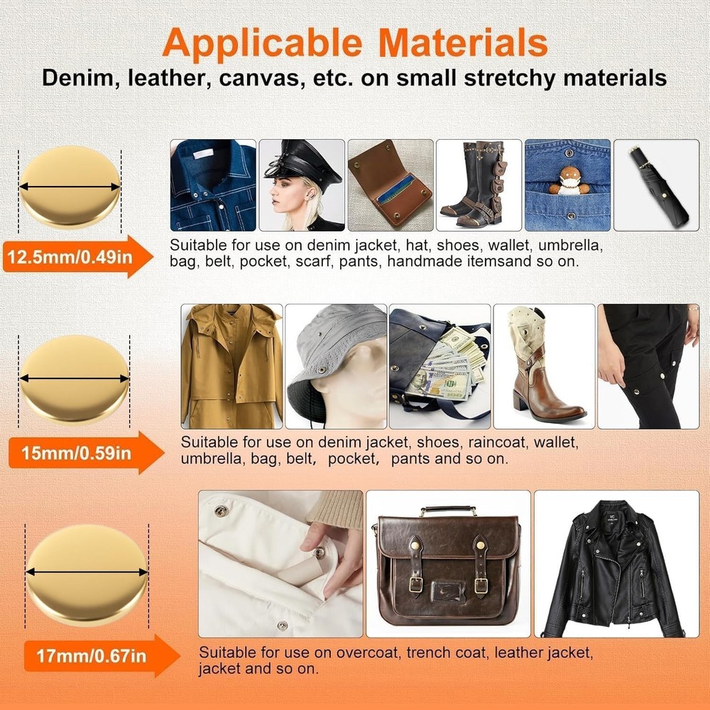 120 Set Leather Snap Fasteners Kit