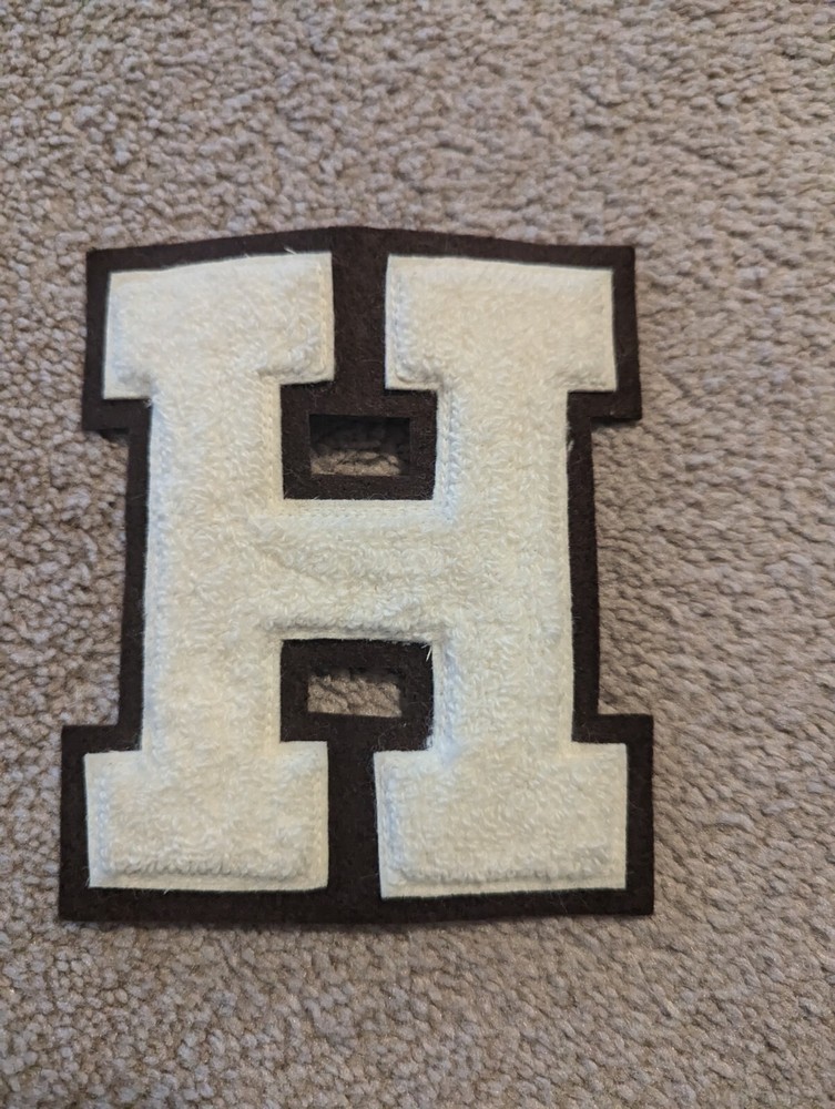 Vintage Letterman Jacket Patch LETTER H Brown White
