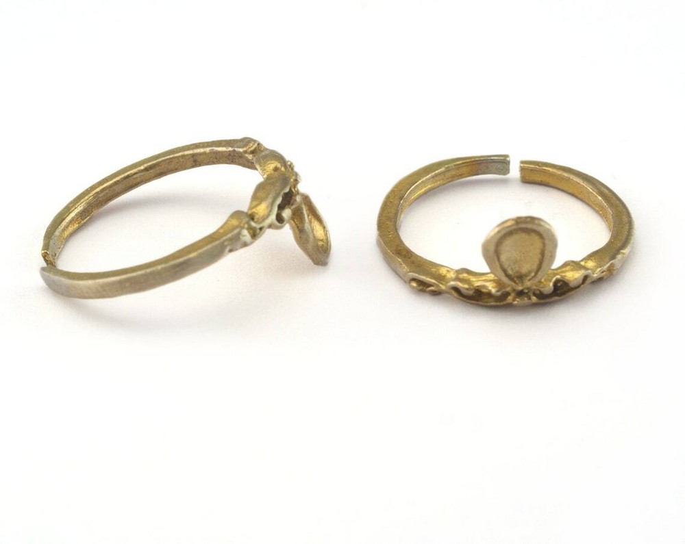 Ring Adjustable Ring Bezel - Raw brass (15mm 4US inner size - Adjustable ) 2693