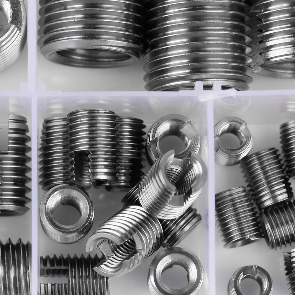 50Pcs Quick Thread Insert with Storage Case, M3 Self Tapping Normal, Silver