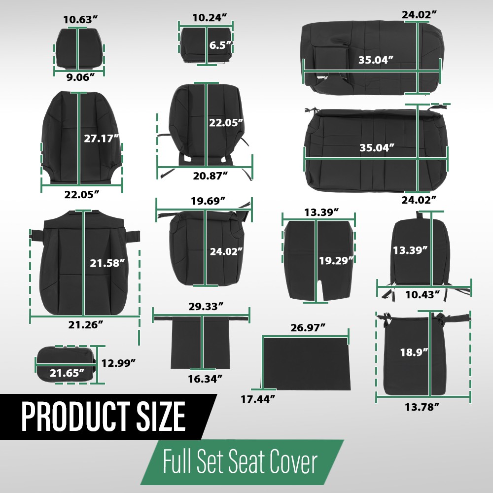 Fit For 07-13 Chevy Silverado GMC Sierra Crew Cab Full Set Seat Covers Replace