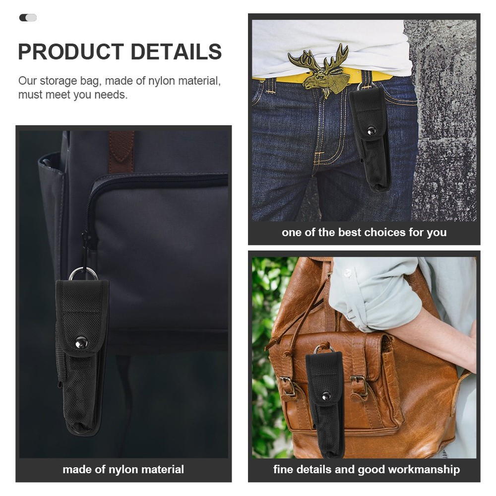 2 Pcs Flashlight Pouch Holder Multi-functional Waist Pack Nylon Bag