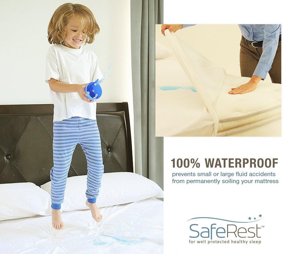 SafeRest Zippered Mattress Protector - Premium Waterproof Mattress Cover for Bed