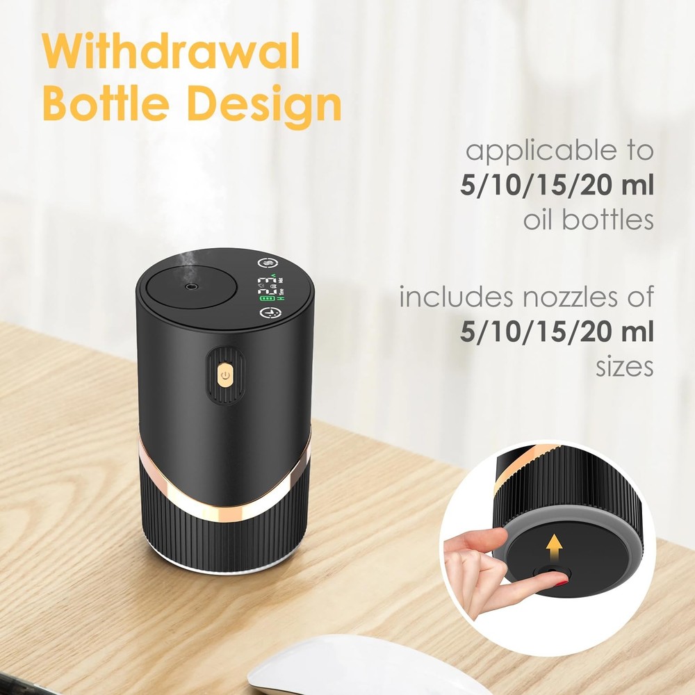 Waterless Essential Oil Diffuser Rechargable: Portable Aromatherapy Diffuser ...