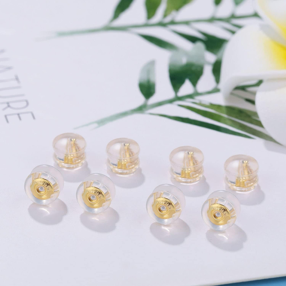 Earring Backs,18K Gold Silicone Earring Backs Replacements for Studs/Droopy Ears