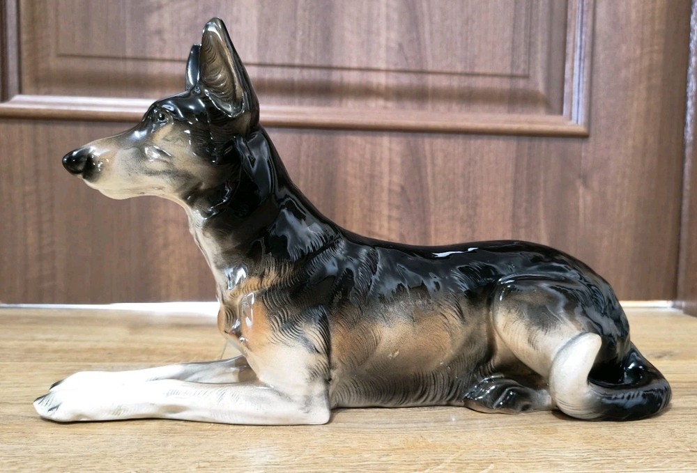German Shepherd Large Porcelain Figurine Germany