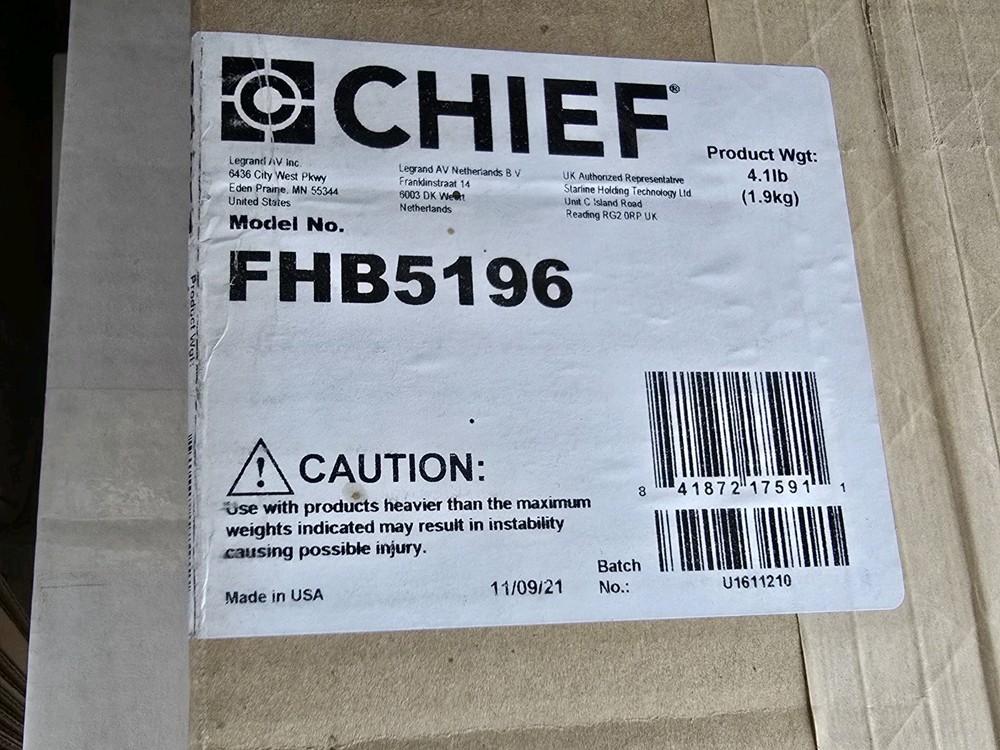 Chief FHB5196 Universal Flat Panel Mount Hardware Kit