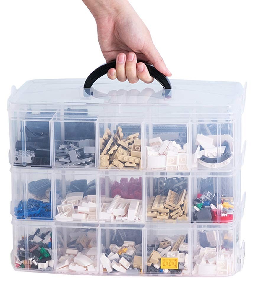 3-Layer Things & Crafts Storage Box with 30 Adjustable Compartments for Organ...