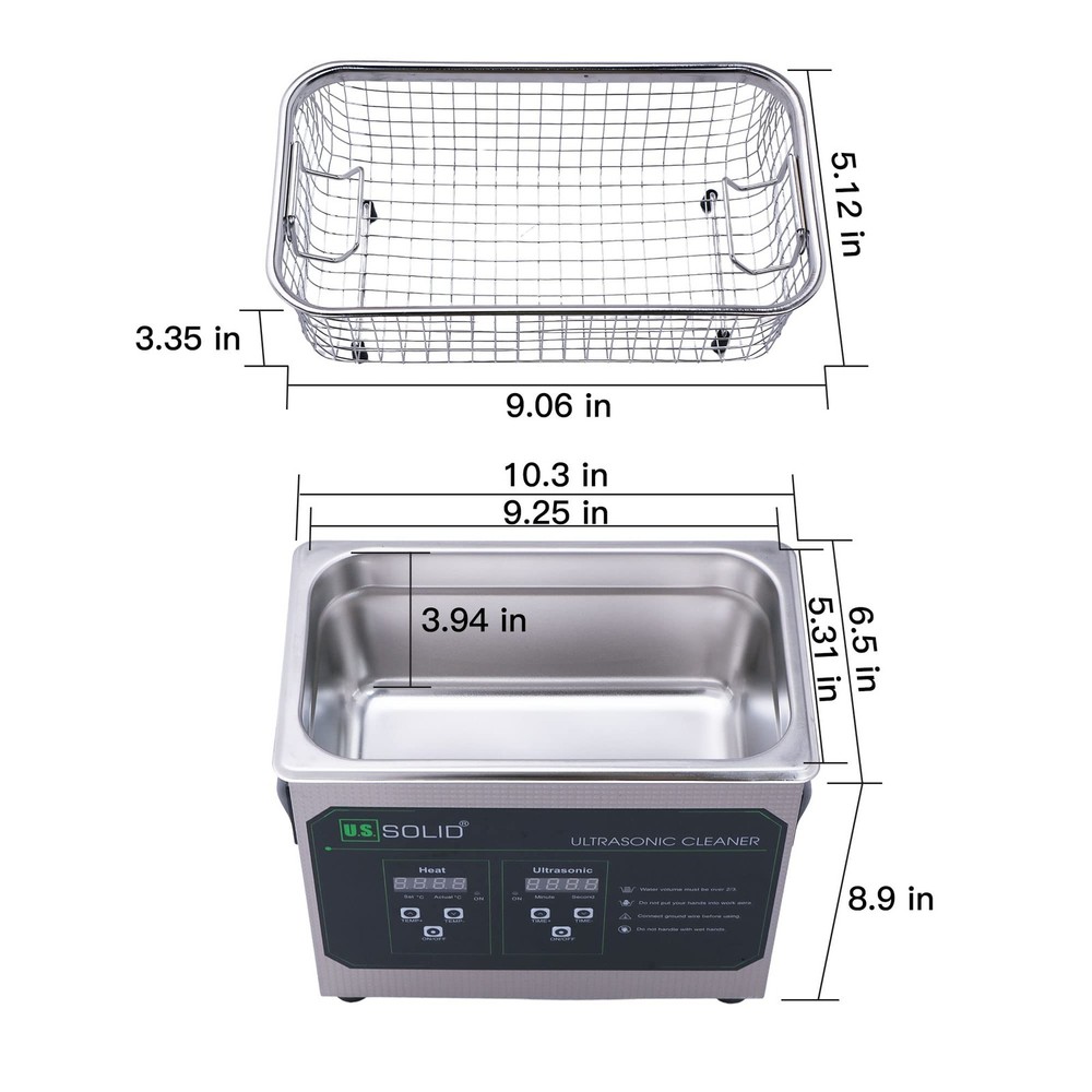 U.S. Solid SS Digial Ultrasonic Cleaner Cleaning Machine 3L 40kHz