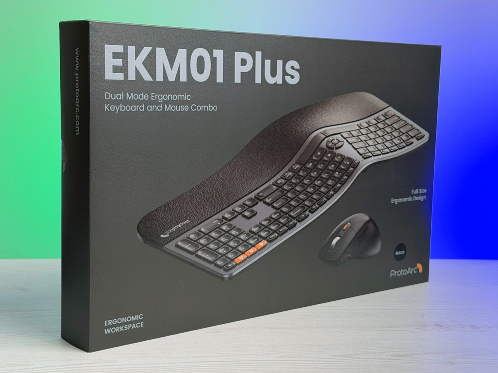 ProtoArc Ergonomic Wireless Keyboard Mouse, EKM01 Plus Full Size Ergo Bluetooth
