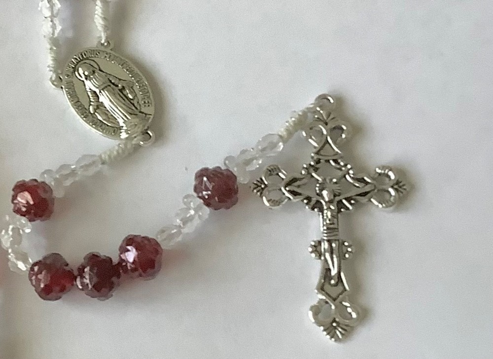 Czech Red Rosebud beads Rosary