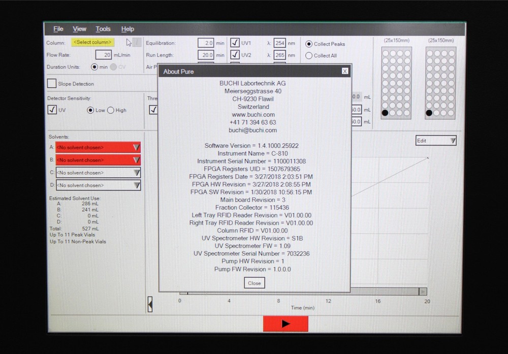 BUCHI Pure C-810 Flash Chromatography System with Racks