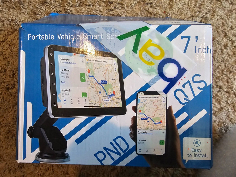 Portable Vehicle Smart Screen PND-Q7S, Wireless CarPlay, Android Auto, 7” Screen