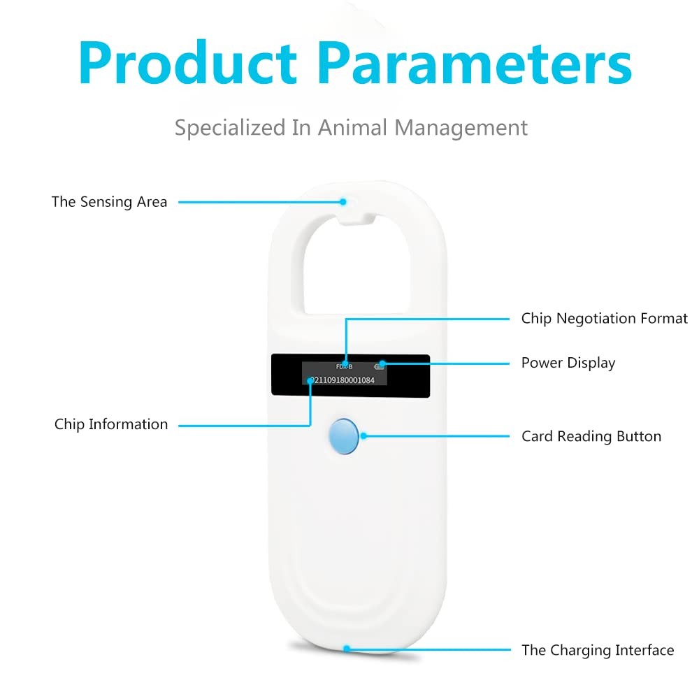 Dog Microchip Reader, Pet Microchip Scanner with OLED Display Screen, Pet Chi...