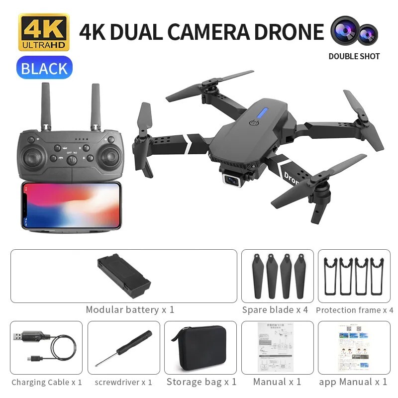 Professional Drone E88 4k wide-angle HD camera Foldable RC Quadrotor