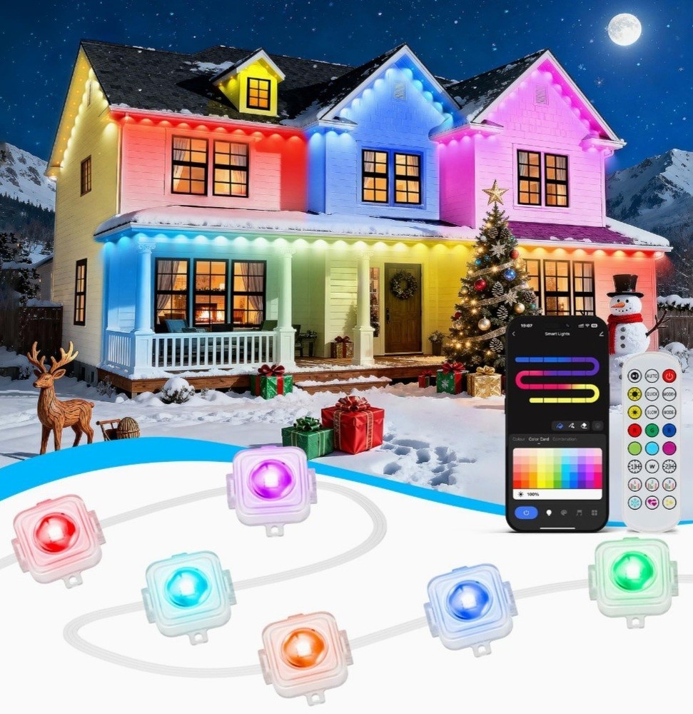 Permanent Outdoor Lights, 100ft Smart Eave Light with 72 LED Lights, IP67 Wat...