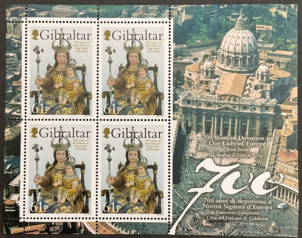 Vatican 2009 Joint Issues Gibraltar The MNH Sheet