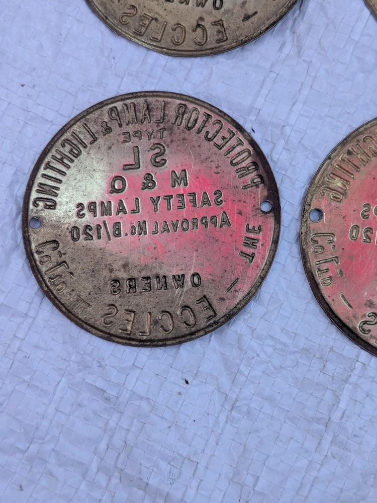 ECCLES PROTECTOR LAMP & SAFETY TYPE SL M & Q BRASS PLATES PLAQUES FOUR MINING