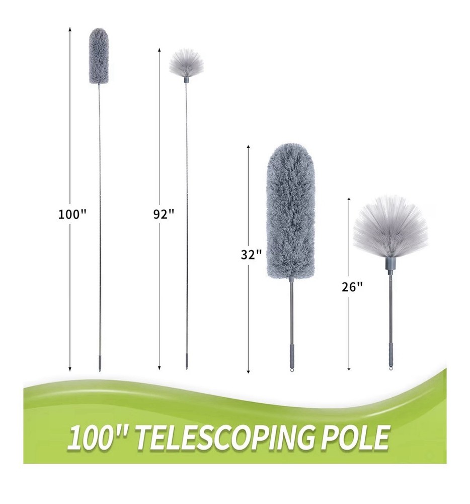 Microfiber Duster Extendable Cleaning Brush with Replaceable Heads Dust Cleaner