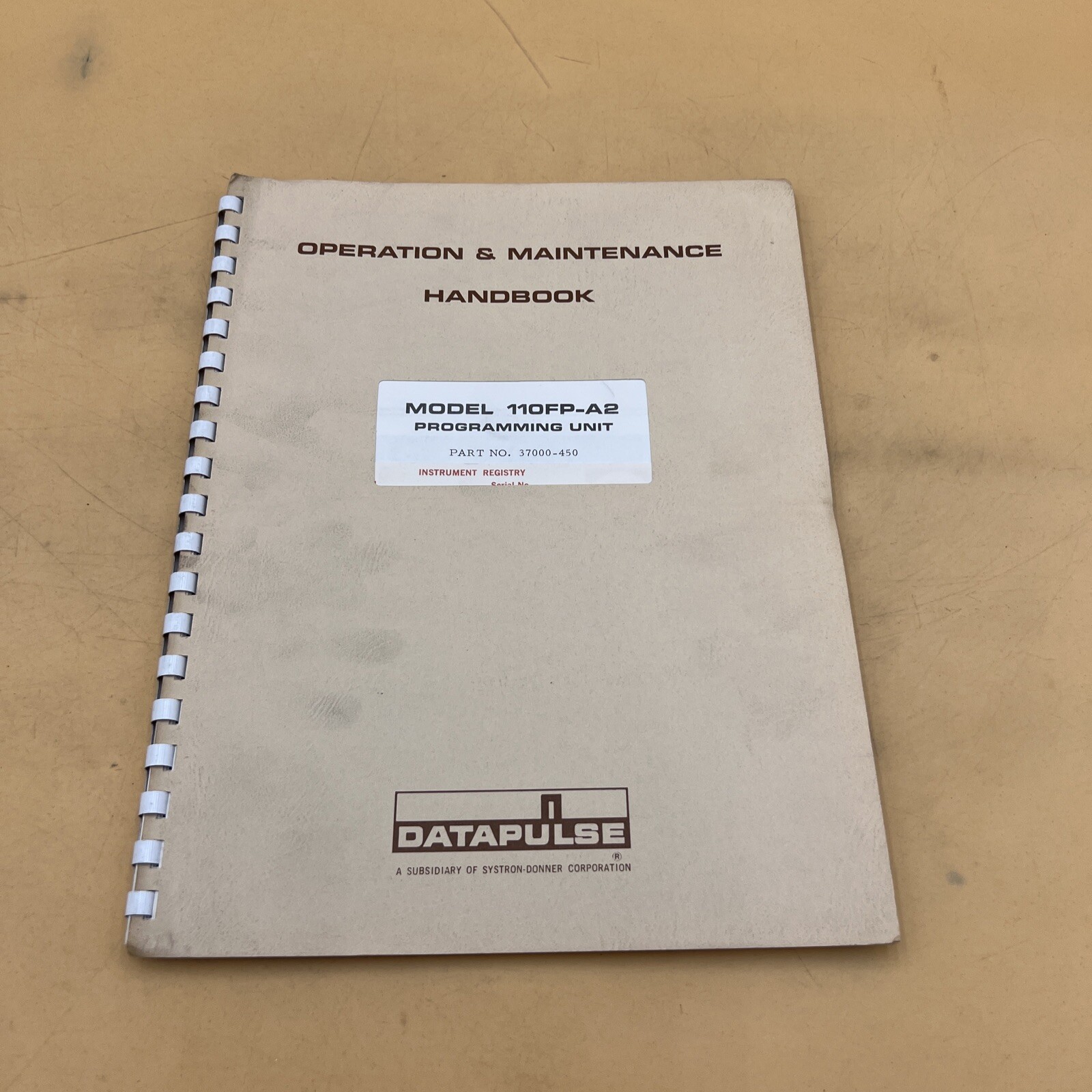 Datapulse Model 110FP-A2 Programming Unit Operation and Maintenance Manual