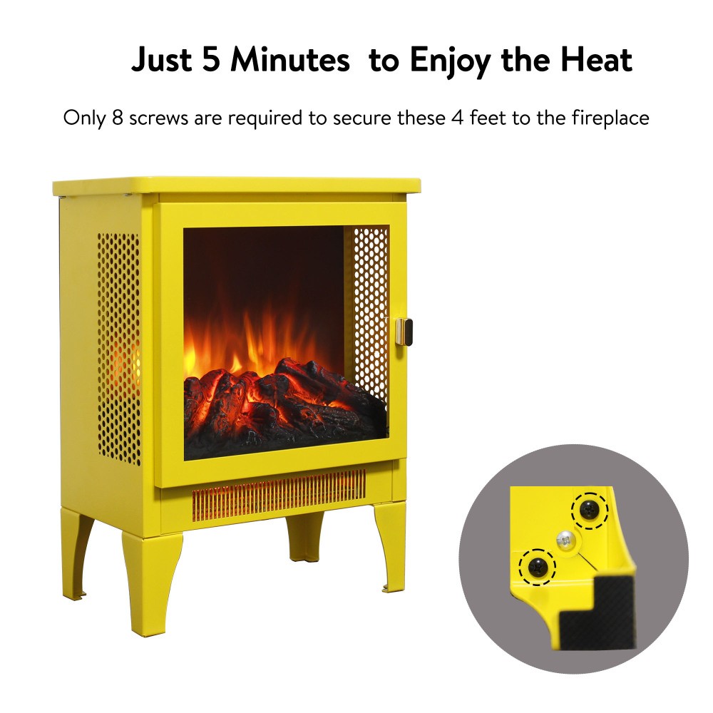 Freestanding Electric Fireplace Heater with 3D Flame Effect