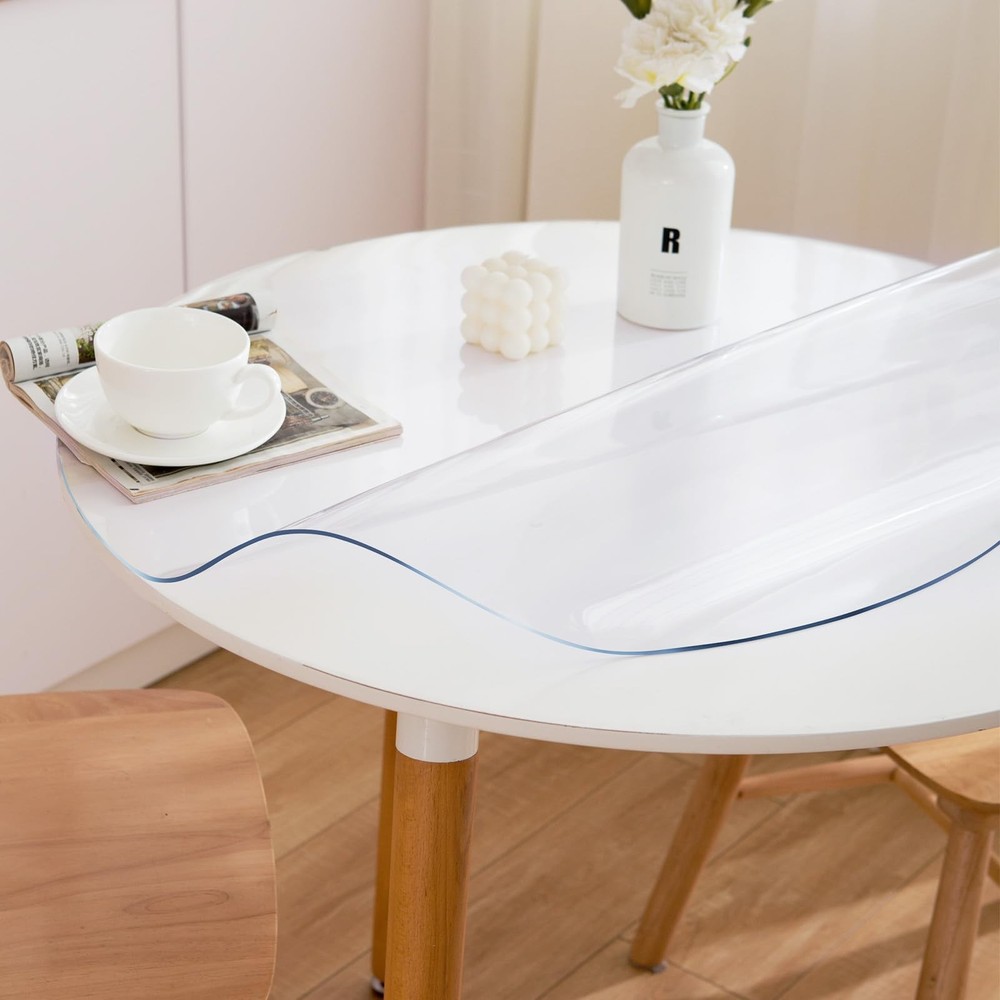 42 Inch Round Clear Table Cover Protector, Clear Round Protector for Dining R...