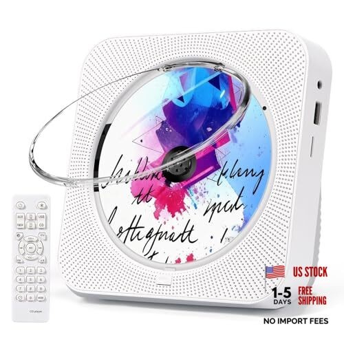 CD Player Portable, Bluetooth CD Players for Home with Remote Control White