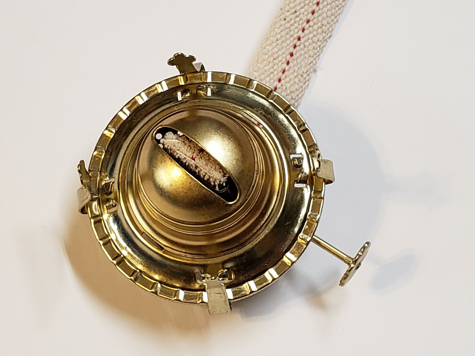 #2 BRASS PLATED OIL BURNER WITH WICK & REMOVABLE SCREW ON COLLAR NEW 54350J