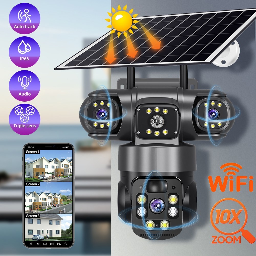 2PCS Solar Battery Powered Wireless WiFi Home Security Camera System Outdoor US