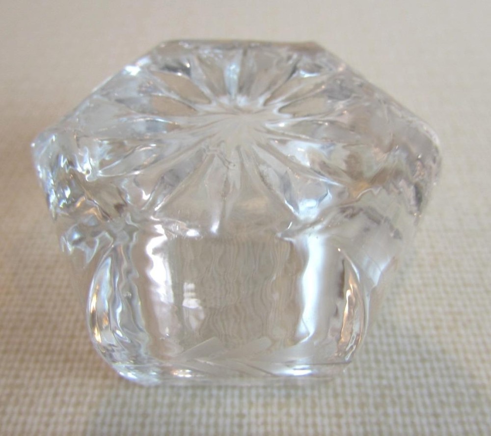 Etched Hexagon Open Salt Cellar Dip ca 1900's