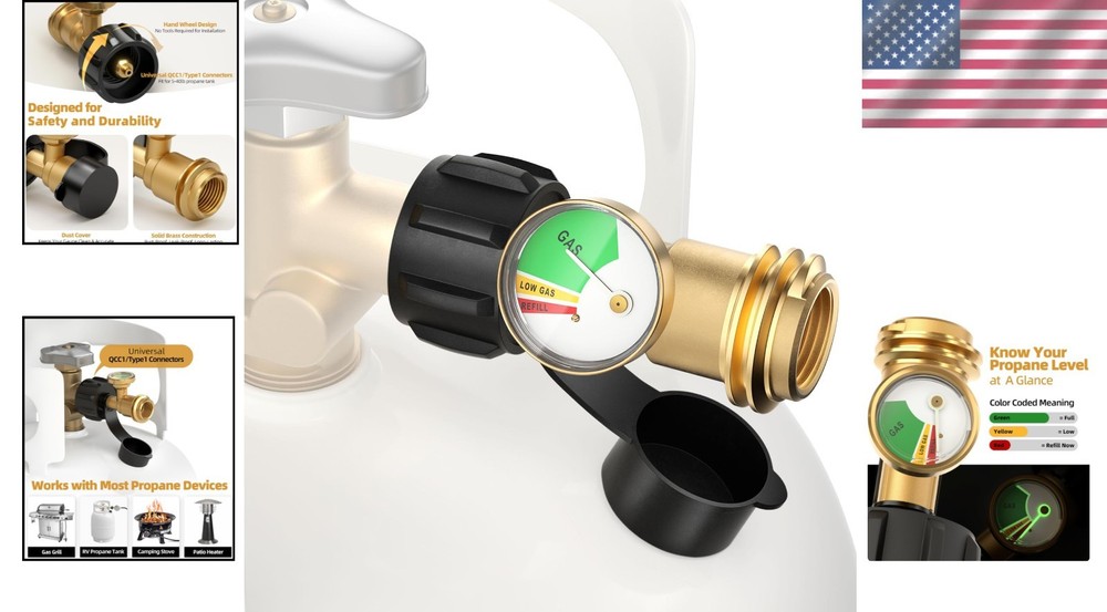 Durable Solid Brass Propane Level Indicator for 5-40 lb Tanks - Easy Install