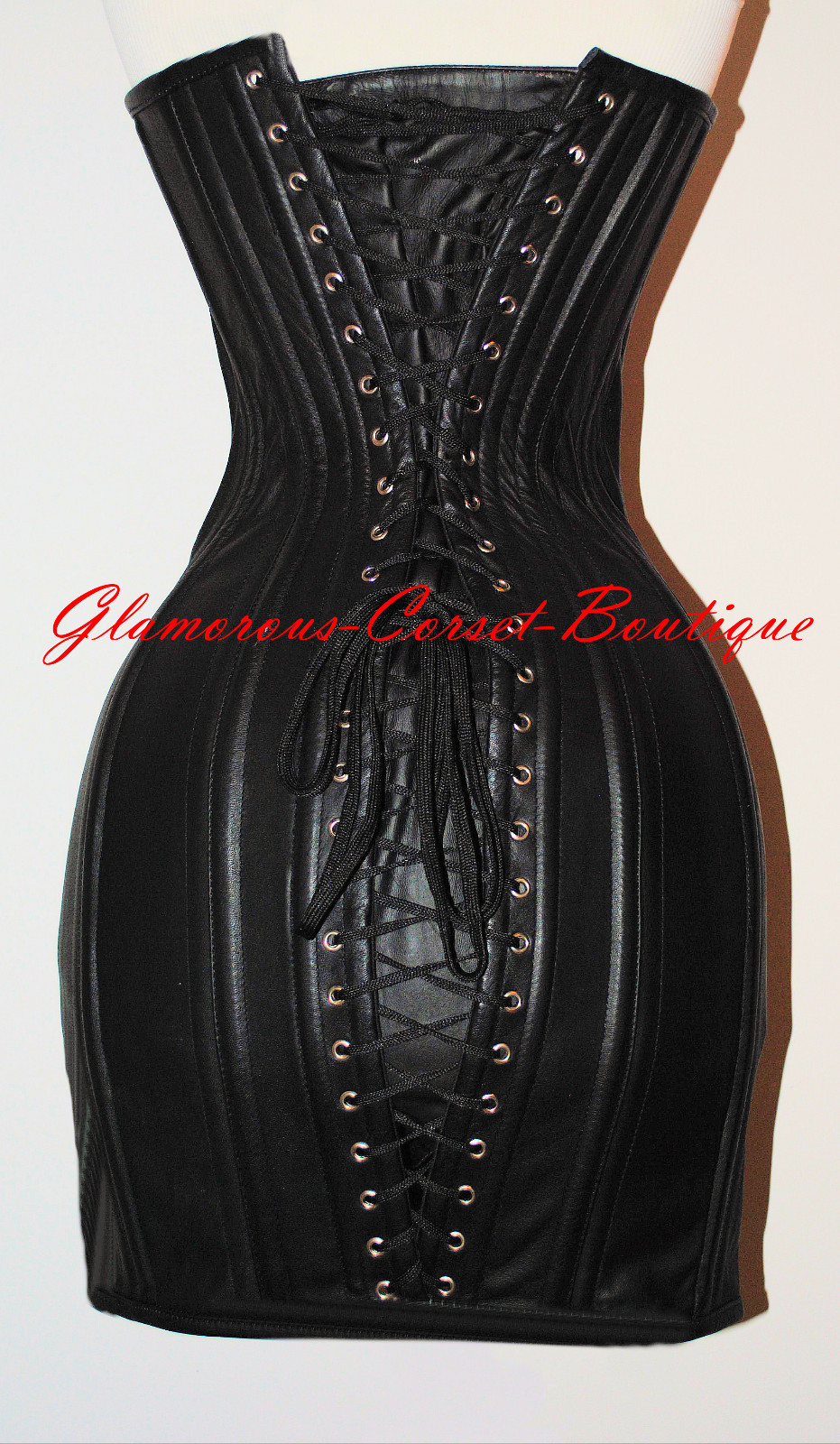 Leather Corset Dress 26 Steel Bones Double Boned Waist Training DOM XS-4XL