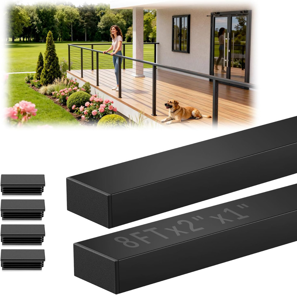 Cuttable Stainless Steel Cable Railing Handrail - 2 Pack for Deck & Stairs