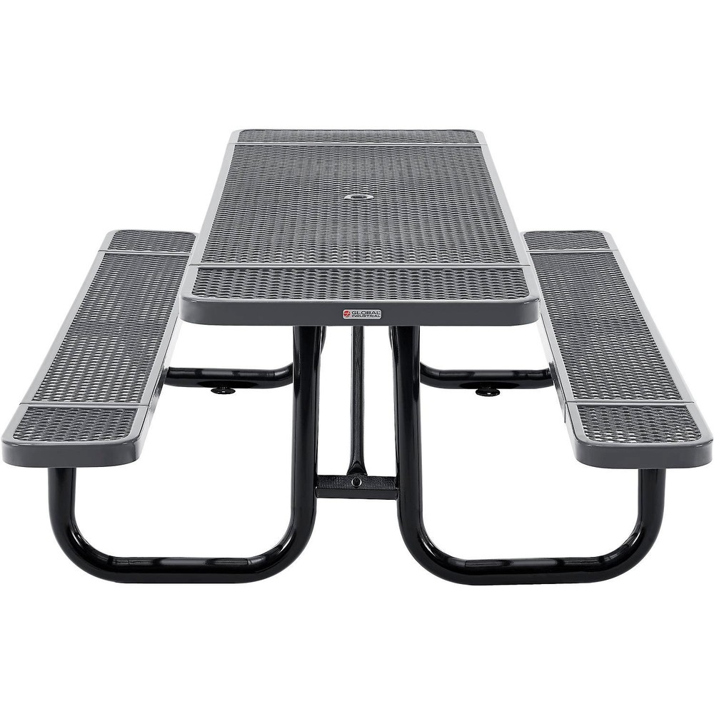 Global Industrial 8'L Rectangular Picnic Table Expanded Metal Gray