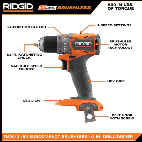 18V Subcompact Brushless 2-Tool Combo Kit with Drill/Driver, Impact Driver, (2)