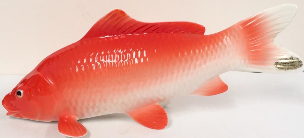 Noritake Koi Fish figurine Japan Japanese gold Nippon vintage MINT LARGE