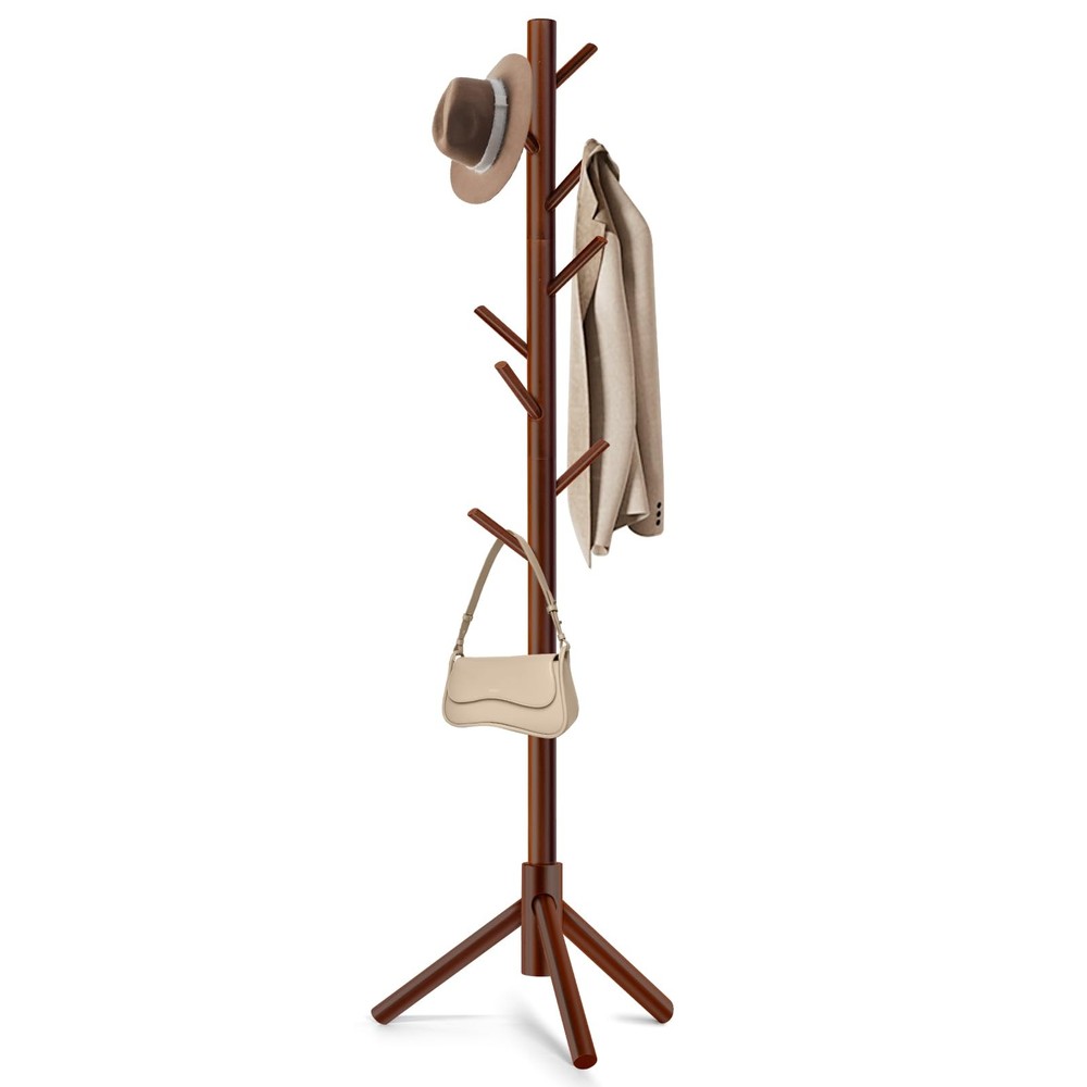 Coat Rack, Freestanding Coat Rack with 8 Hooks and 3 Adjustable Size Tree Coa...