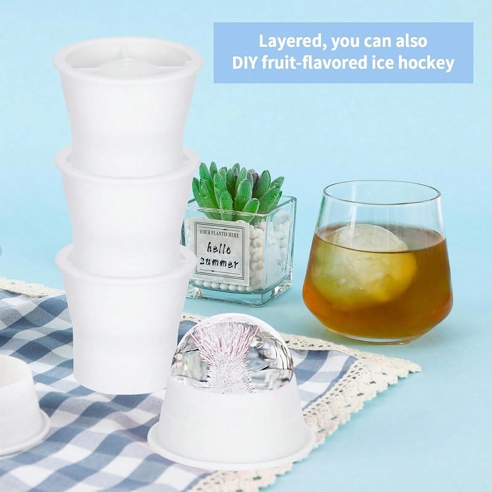 Sphere lce Ball Mold Round Maker Whiskey Cube Mold Stackable Silicone